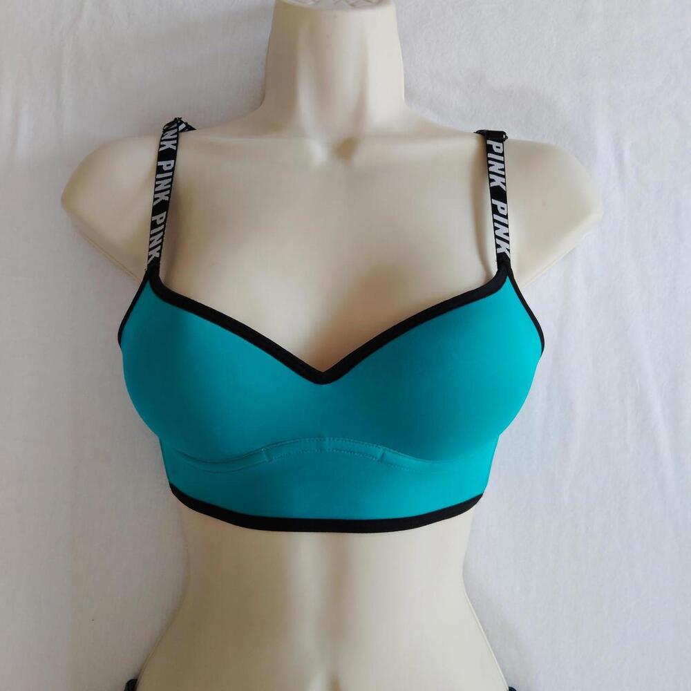 Victoria's Secret Women's Black and Green Bra